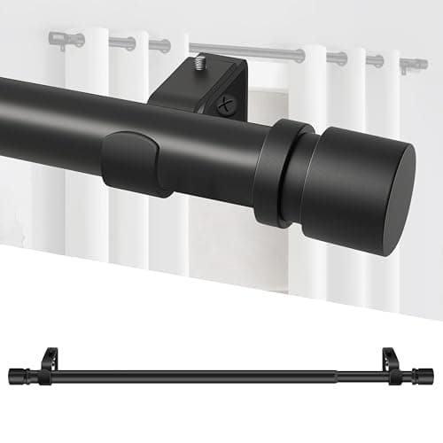 XDW-GIFTS Curtain Rods for Window, 32 to 60 Inch Adjustable Black Metal Drapery Rod with Bracket,1 Inch Diameter Heavy Duty Splicing Curtains Pole Easy to Installtion Suitable for Bedroom,Living Room