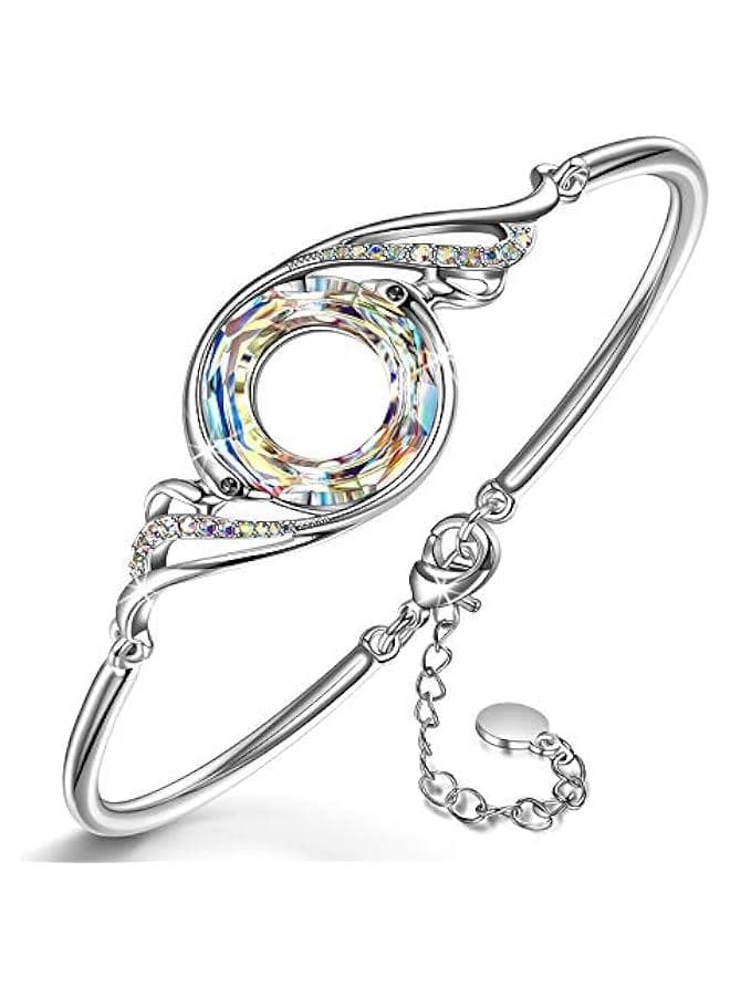 Rise From the Ashes Phoenix Bracelet Made with Crystals from Austria, Adjustable Bangle Bracelet for Women 7+2, Packaged with Jewelry Box, Birthday Gift for Women, Symbol of Luck and Renewal