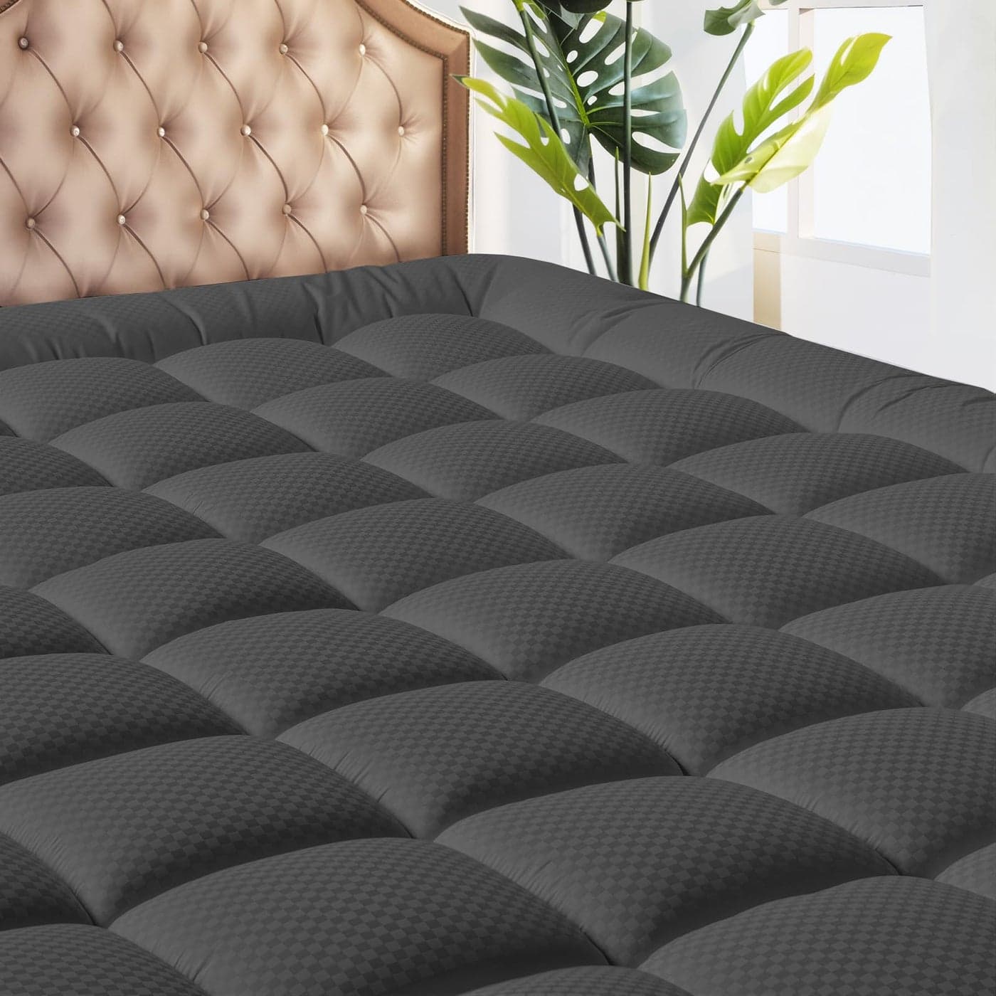 MATBEBY Twin XL Mattress Pad Cooling Breathable Mattress Topper Quilted Fitted Mattress Protector Pillow Top Mattress Cover with 821 Deep Pocket Machine Washable Dark Grey Twin Extra Long