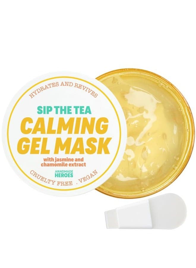 Sip The Tea Calming Gel Mask – Soothing Hydrating Facial with Chamomile, Jasmine & Hyaluronic Acid – Vegan Skincare for Dry, Sensitive Skin – Skin Plumping Rinse Off Formula 3.4 Fl oz