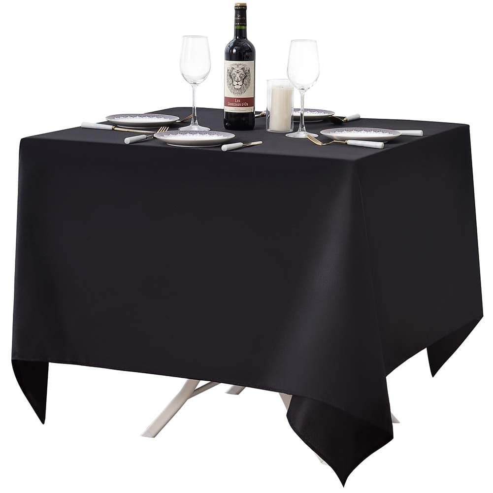 Surmente Square Tablecloth for Square or Round Tables 100 Polyester 52x52 Inch Table Cloth for Weddings Banquets or Restaurants Black