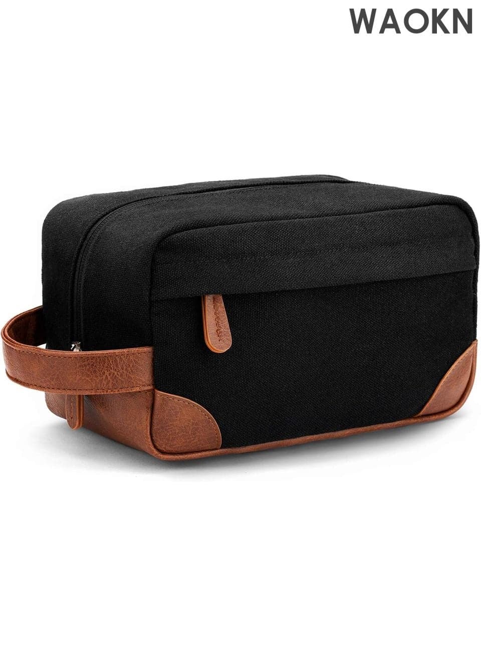 Men's Hanging Toiletry Bag - Large Capacity Water-Resistant Dopp Kit for Travel - Canvas Shaving Bag with 4 Compartments & Hook - TSA-Friendly Toiletries Organizer for Gym, Camping & Business Trips (Black,10*5.5*5Incn)