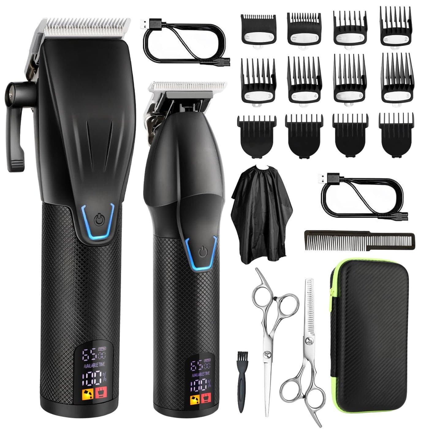 Dumite Professional Hair Clippers Trimmer KitCordless Hair Clippers for MenBarber Fading Clipper and Zero Gap TBlade Trimmer Set with LED Display for Mens Gifts Black