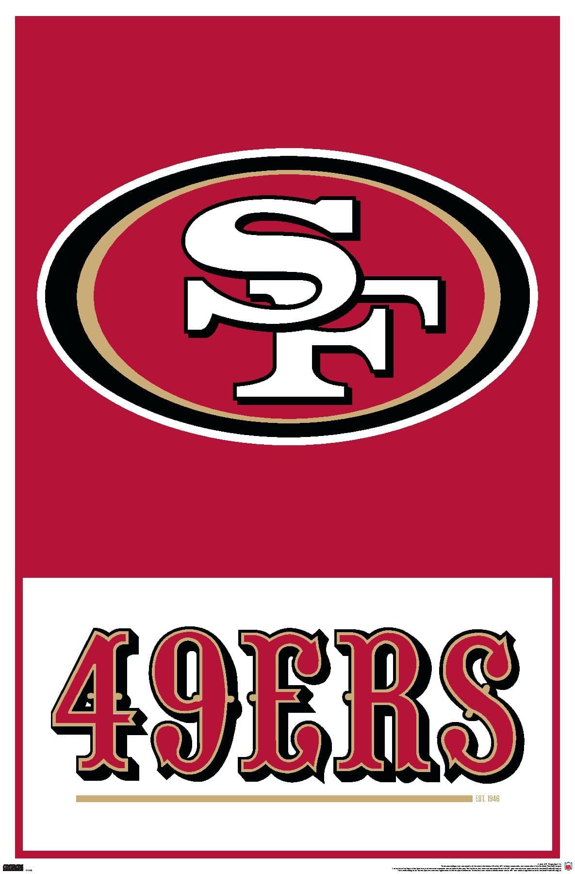 Trends International NFL San Francisco 49ers-Logo 21 Wall Poster, 22.375" x 34", Unframed Version, Bedroom