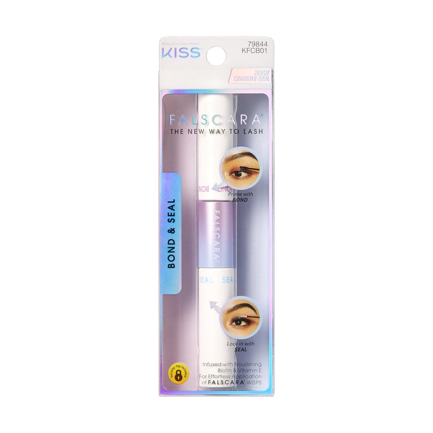KISS Falscara DIY Eyelash Extension Bond Seal Infused with Biotin Vitamin E Strong Gentle Comfortable Lash Adhesive for All Day Wear For Use With Falscara Lash Wisps Remover and Applicator