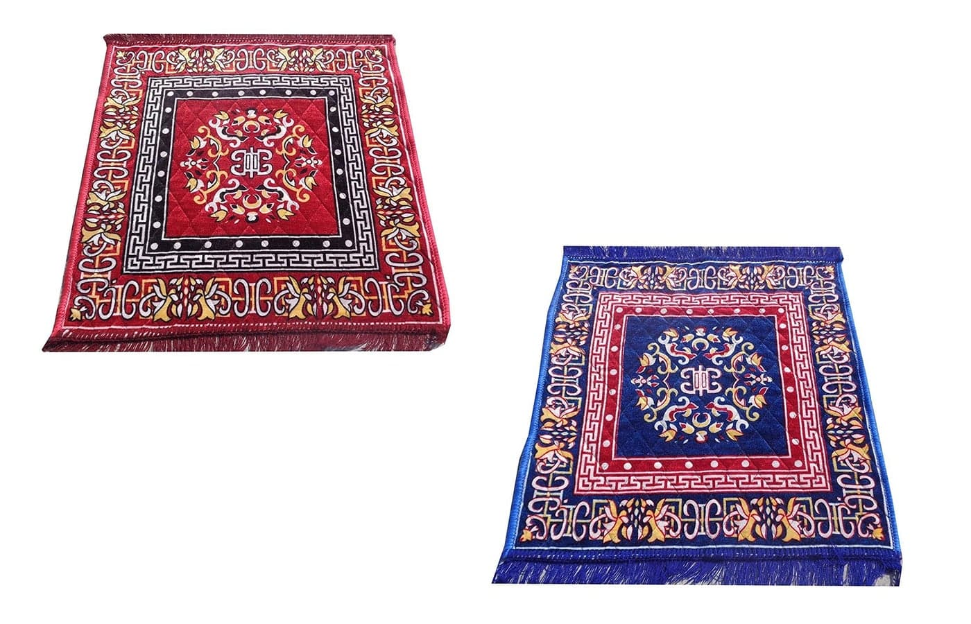 Yellow Weaves™ Maroon & Blue, Set of 2 Pooja Aasan (2 ft x 2 Ft)