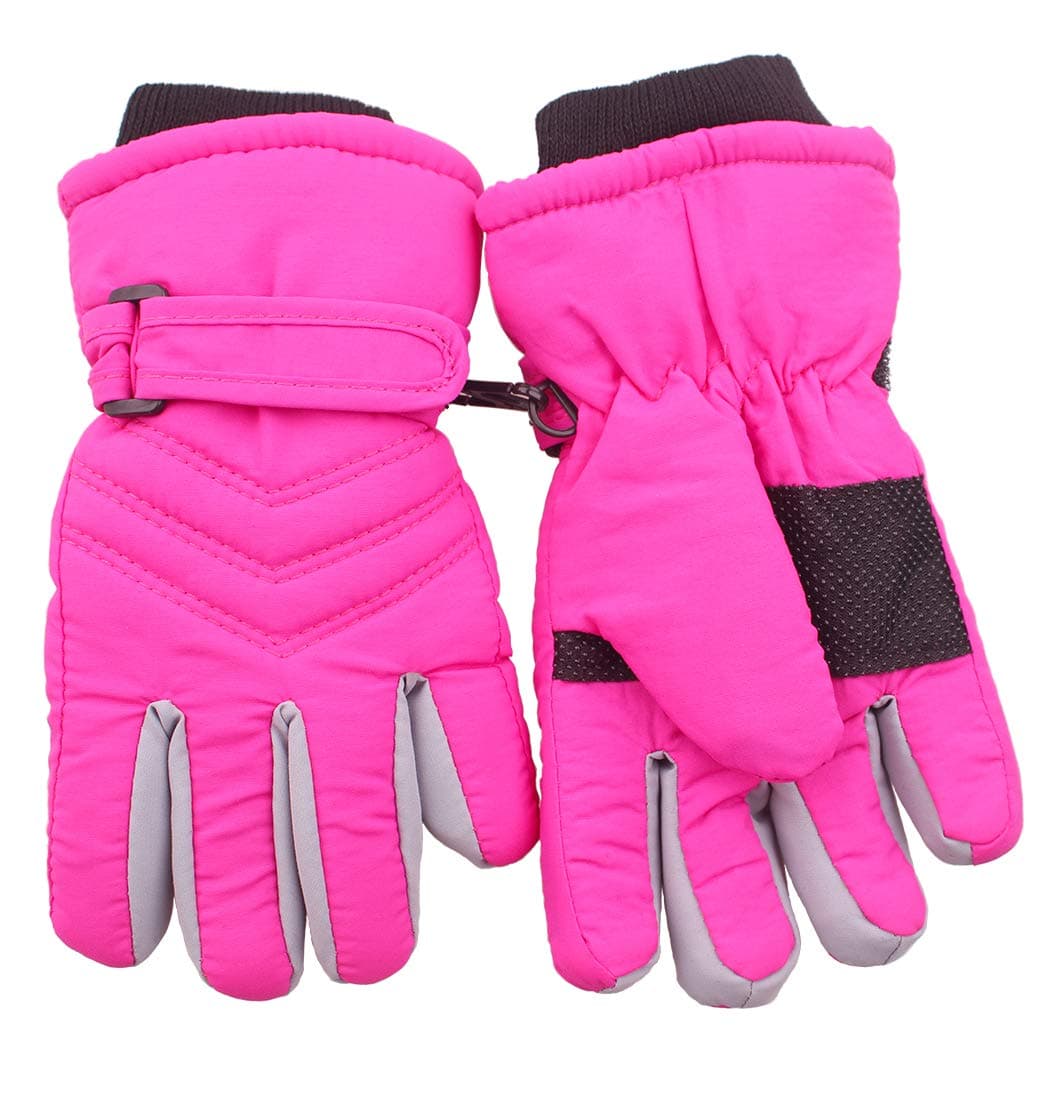 kimmyku Pink Waterproof Toddler Girls Boys Thinsulate Winter Snow Gloves for Little Kids Children Ski Driving 3-4-5years