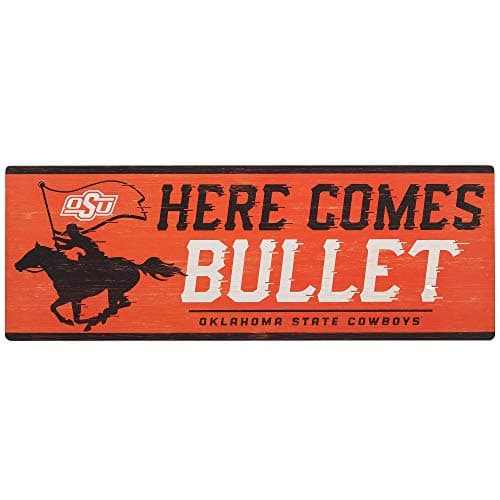 Oklahoma State University Wood Wall Decor - Large Oklahoma State Sign - Here Comes Bullet