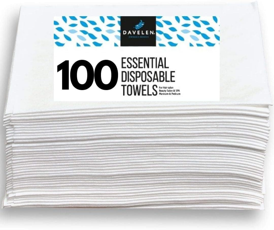 DAVELEN Essential Disposable Hair Towel for Women 100 Pack 32 inch X 16 inch Super Absorbent Quick Dry Hair for Drying Curly Long Thick Hair White 100