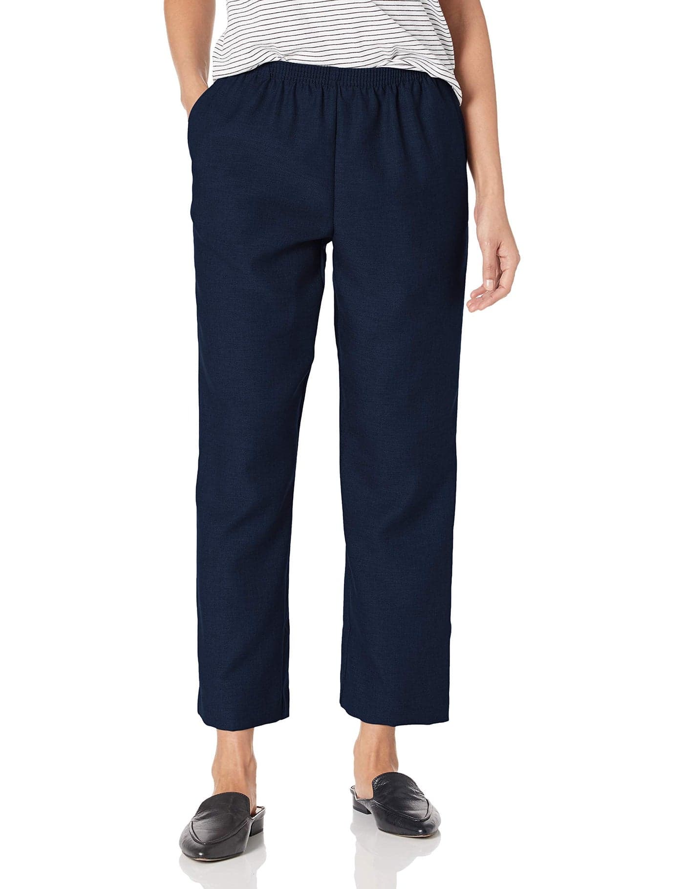 Alfred Dunner Women's Poly Proportioned Short Pant, Navy, 18 Petite
