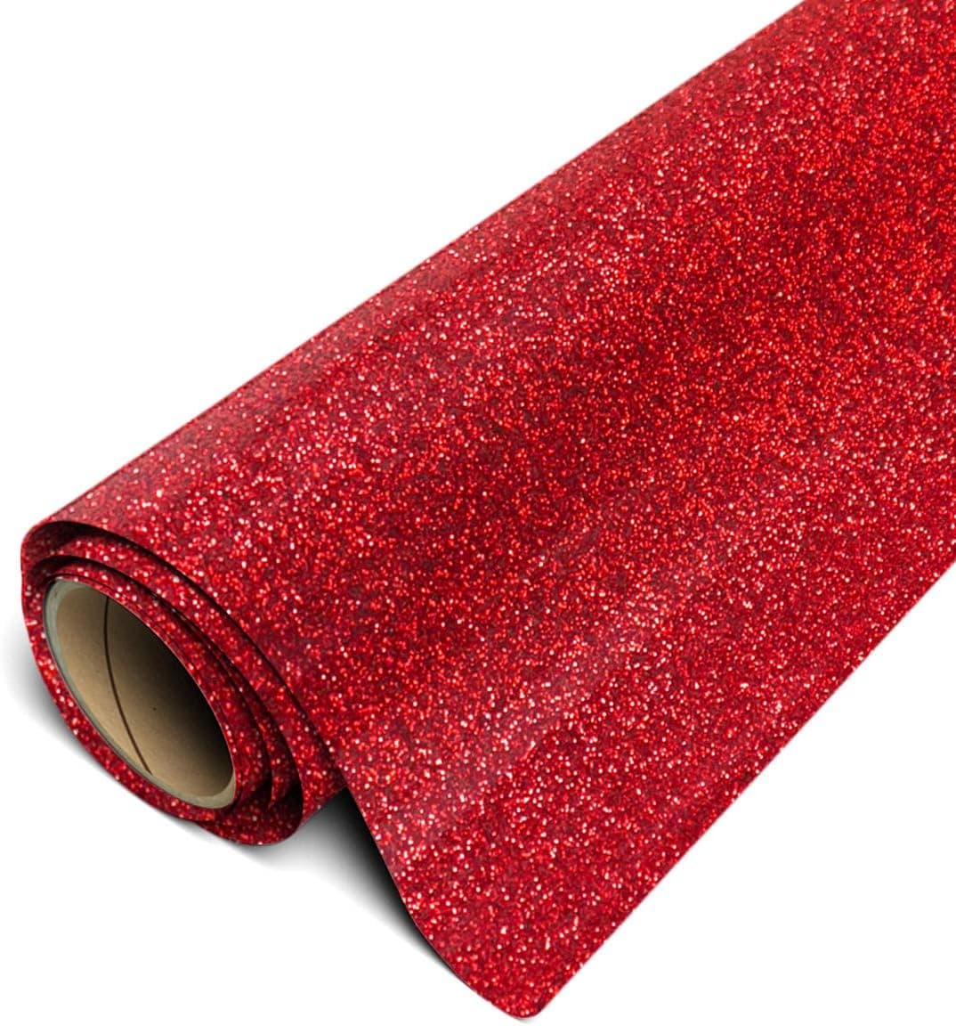 Siser Glitter HTV 118x5ft Roll Iron on Heat Transfer Vinyl Red