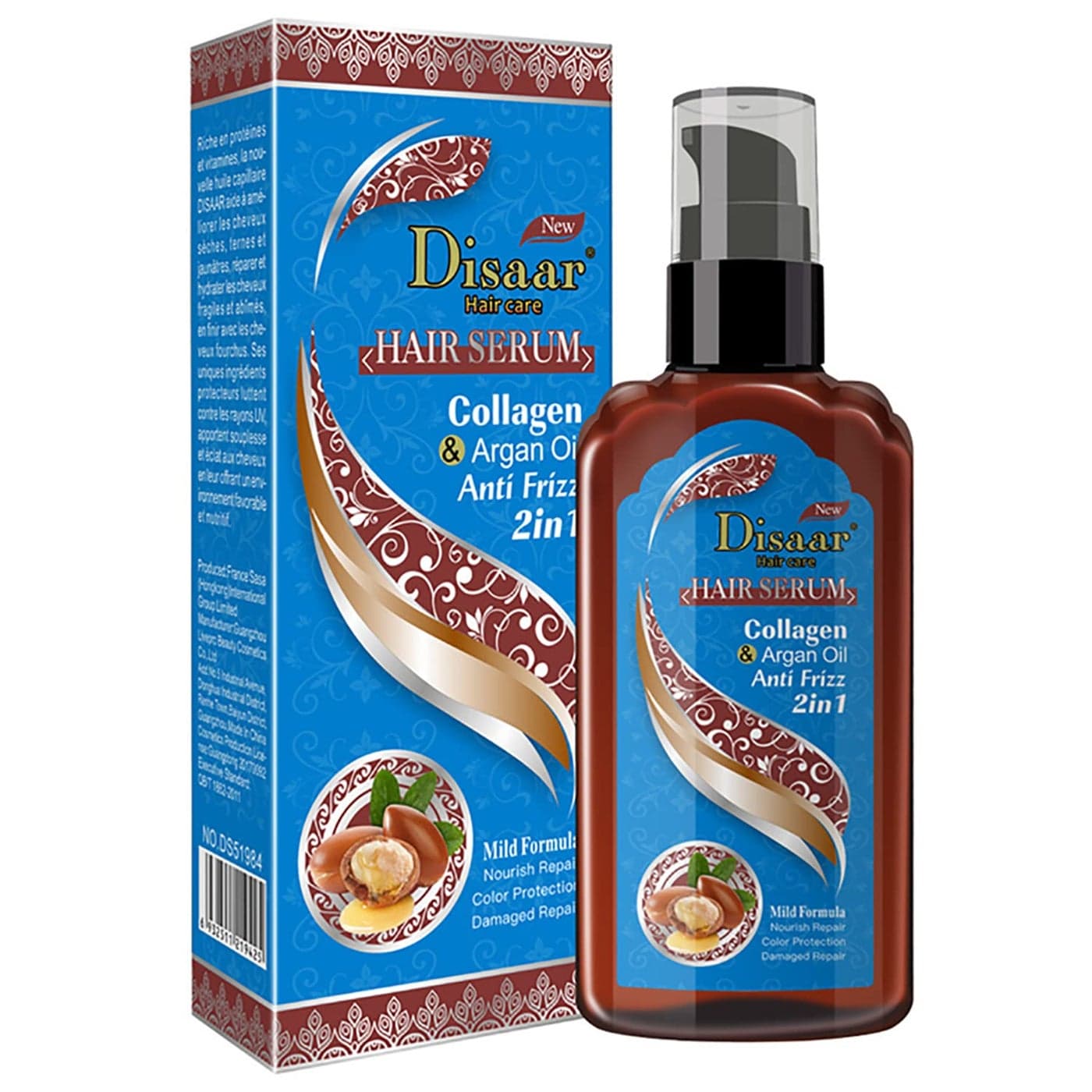 Hair Serum Anti Frizz 2in1 Mild Formula Nourish Repair Color Protection Damaged Repair 120ml423floz Collagen Argan Oil