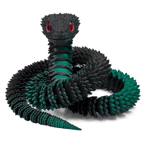 Binvin 3D Printed AnimalsSnake Viper3D Printed Snake Toys Articulated Snake 3D Printed Animals Animal Model Ornaments Creative Funny Toy Festival Gift for Frends Black Green 24Inch