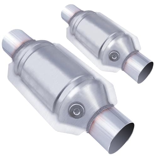 Osakesukar 2.5" Universal Catalytic Converter 2.5" Inch Inlet/Outlet,2 Pack High Flow Catalytic Converter with Heat Shield and O2 Port