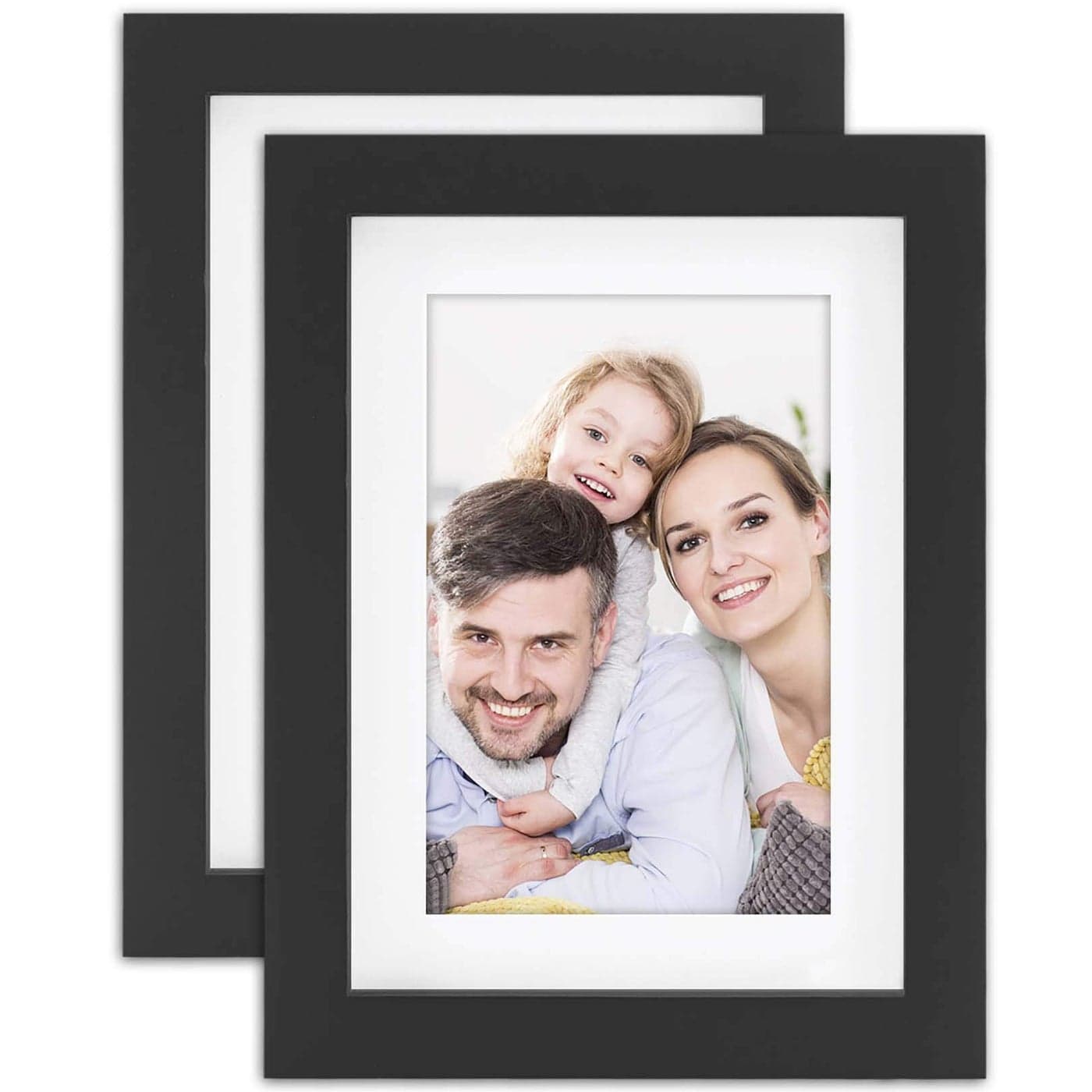 Picture Frames 5x7 2 Pack Made of Solid Wood Black for Wall Mounting and Tabletop Display