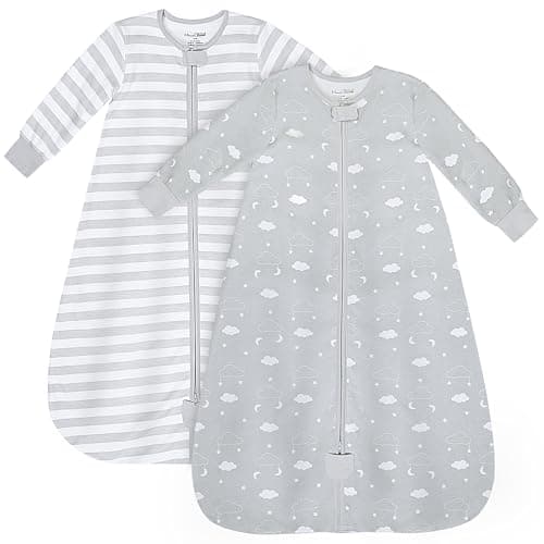 Mama Cheetah Baby Sleep Sack with Sleeves, 0.5 TOG Organic Cotton Wearable Blanket and Two-Way Zipper, Swaddle Transition Long Sleeve Sleeping Bag for Newborn Infant Toddler, 6-12 Months