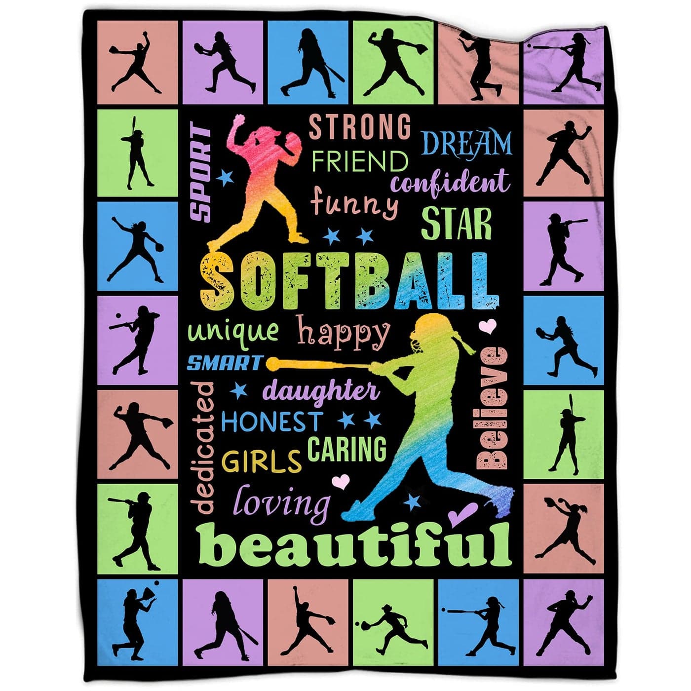 Softball Gifts for Girls Softball Blanket 50x60 Girls Softball Gifts Birthday Softball Gifts for Teen Girls Blanket Soft Cozy Flannel Throw Blanket Gifts for Sport Lovers