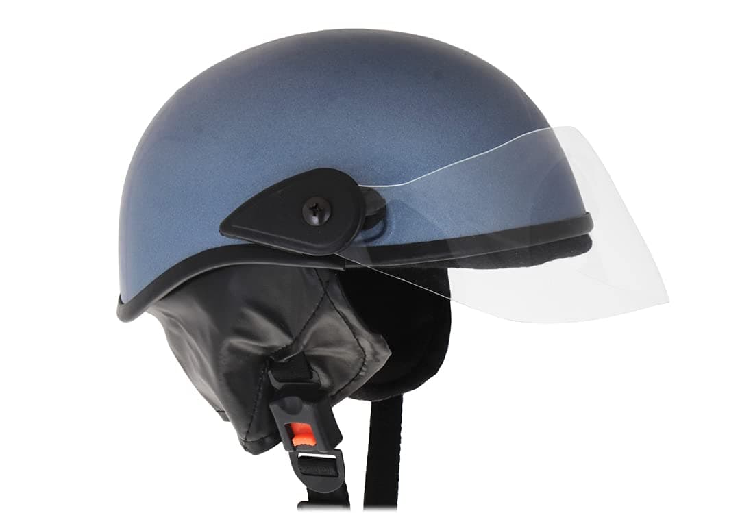 Western Era Stylish Half Face Helmet for Kids || Baby Safety and Comfort || (3-12 Years) (Design 1, Blue Metallic Glossy)