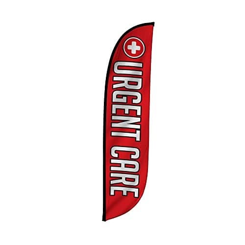 LookOurWay Feather Flag - 12ft Tall Advertising Flag Banner for Business and Events Promotion - Flag Only - Health Care Themed - Urgent Care (10M1200243)
