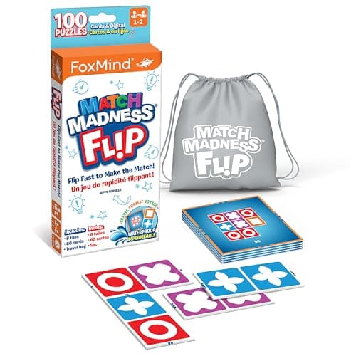 Foxmind Games Match Madness Flip Travel Sized Pattern Matching Puzzle Game Develop Problem SolvingLogicFine Motor Skills Kids 7 12 Players
