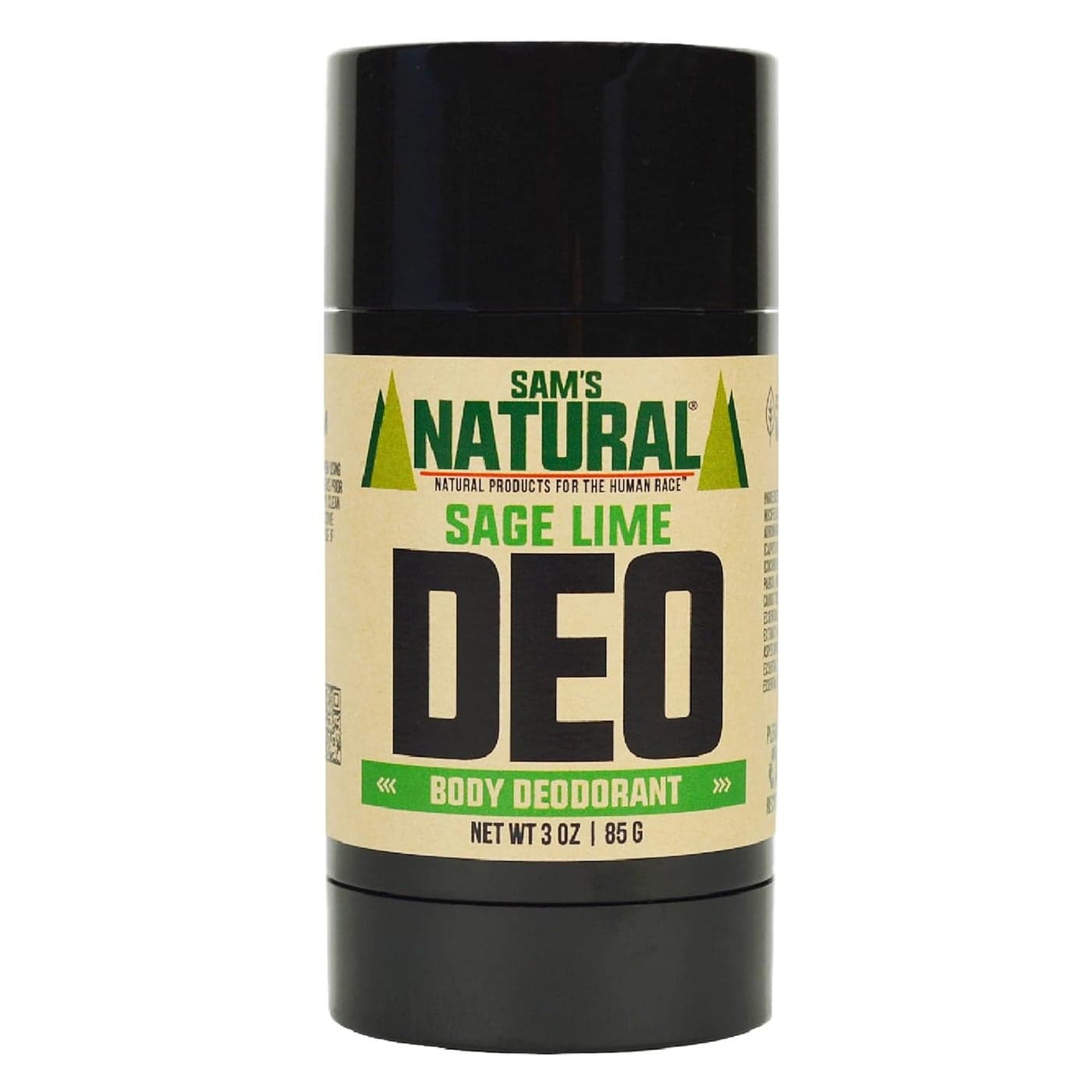 Sam’s Natural Deodorant - Sage Lime - Holiday Gifts - Stocking Stuffers - Gifts for Men - Aluminum Free - No phthalates, parabens, sulfates, or dyes - Made in USA - Vegan, Cruelty Free - 3 oz