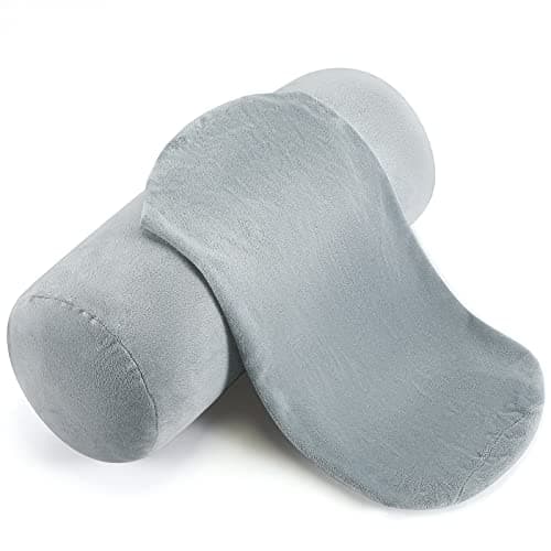 Newwiee 2 Pcs Cervical Neck Roll Pillow Cover with Zipper 14 x 7 Inch Round Neck Roll Pillowcover Cylinder Soft Bolster Pillowcase for Cylindrical Cushion, Pillow Case Only, Gray