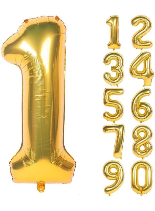 Gold Number Balloon, Large Foil Mylar Party Decoration with Numbers 0-9 (GOLD, 1)