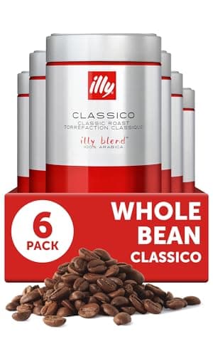 illy Whole Bean Coffee Classico Medium Roast 100 Arabica Premium Italian Coffee Ideal for Espresso Drip Moka and French Press Brewing 88oz 6 Pack