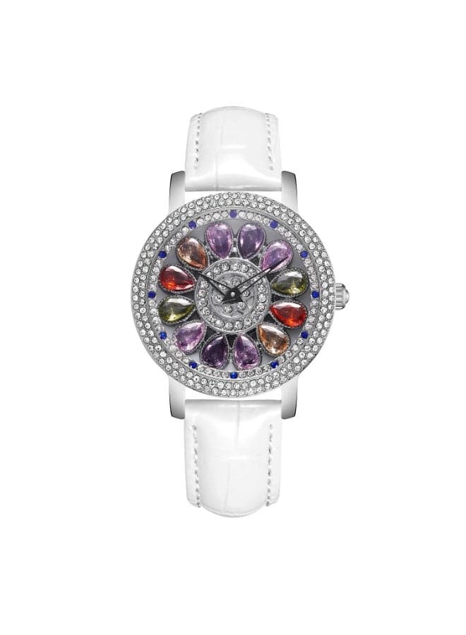 Time Flies Women's Watch Featuring Colorful Diamonds and Starry Sky Design