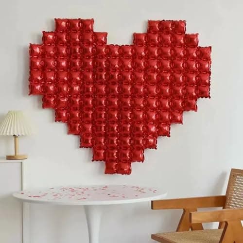 MONKEYTAIL Red Heart-Shaped Cube Foil Balloon – 1 Pc Love Theme Party Decoration for Valentine’s Day, Anniversary or Engagement as Backdrops & Displays
