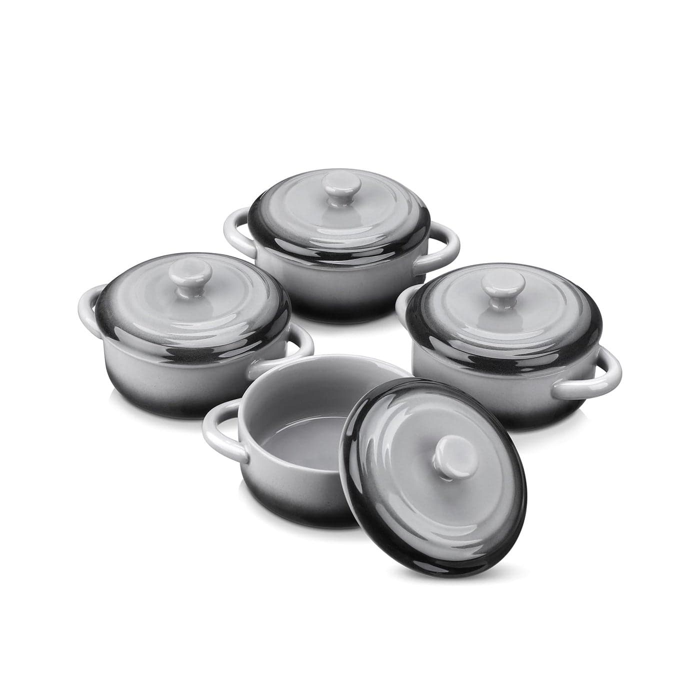 LOVECASA Mini Cocotte with Lid12 OZ Small Casserole Dish for OvenMini Casserole DishIndividual Ramekins with LidsOven Microwave Dishwasher SafeSet of 4