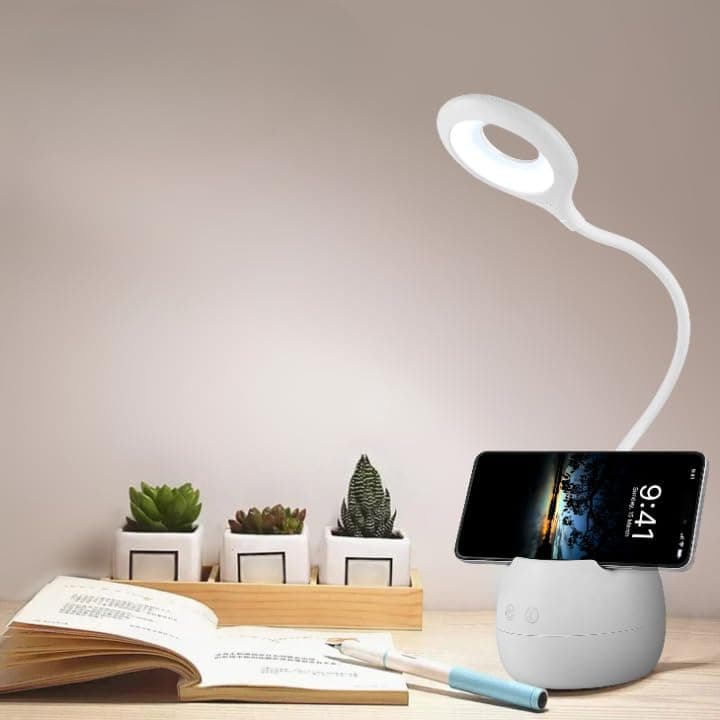 Gesto LED Study Lamp Rechargeable – Touch Control Table Lamp for Students with Flexible Neck | 3 Level Brightness USB Desk Light for Study Table,Reading,Home Office | Mobile Stand & Pen Holder