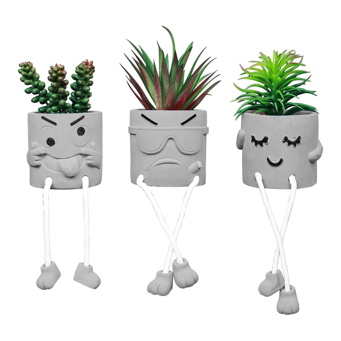 Zerzsy Artificial Succulent Set Succulents Plants Artificial Fake Mini Plants in Pots Faux Plants Kitchen Shelf Desk Decor Small Bathroom Decor for Shelves 3 PCS SetB