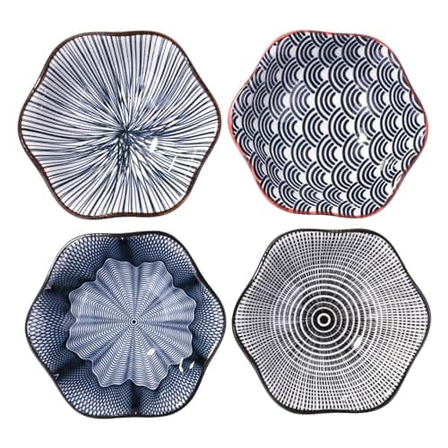 Whitenesser Black Soy Sauce Dishes Ceramic Sauce Cups Dipping Bowls Set of 4 Serving for Sushi Seasoning Cold Dish (B)