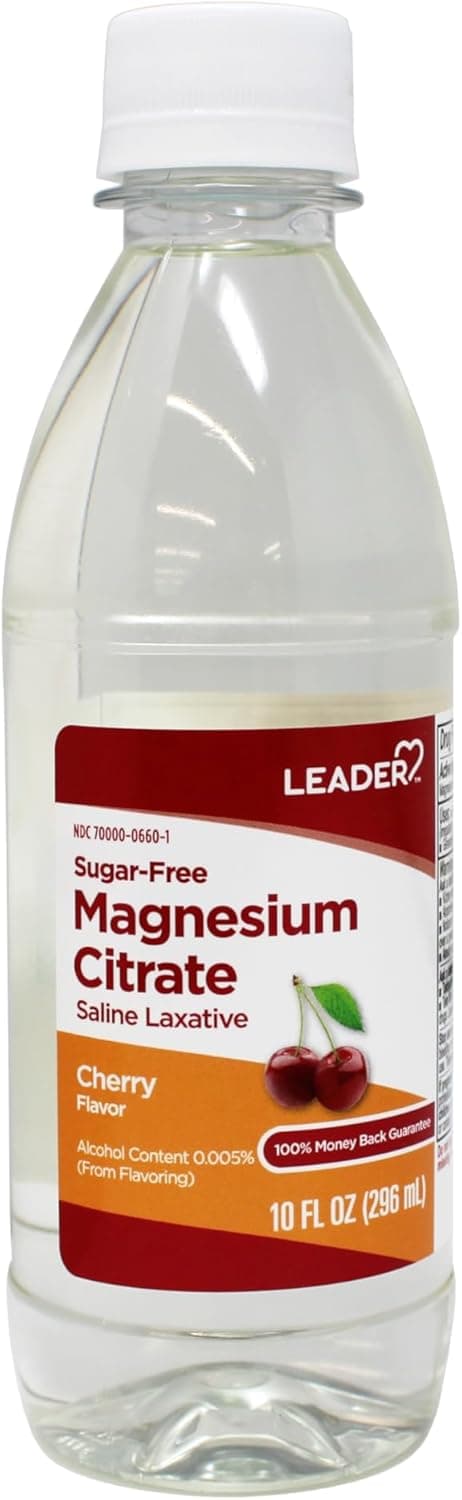 Leader Magnesium Citrate Saline Laxative SugarFree Cherry Flavor 10 FL OZ