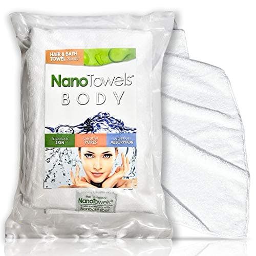 Nano Towels Body Bath & Shower Towel. Huge & Super Absorbent. Wipes Away Dirt, Oil and Cosmetics. Use As Your Sports, Travel, Fitness, Kids, Beauty, Spa Or Salon Luxury Towel. (20x40)", White)