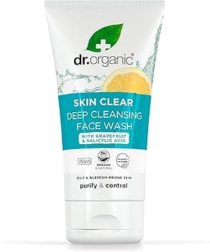 Dr Organic Skin Clear Face Wash Cleansing For Acne Clear Skin Salicylic Acid Oily Problem Skin Natural Vegan CrueltyFree Paraben SLSFree Recycled Recyclable Organic 125ml