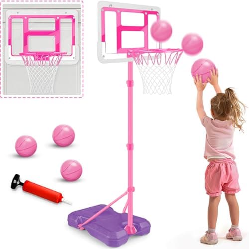 Kids Basketball Hoop Adjustable Height 35FT62FT Indoor Outdoor Toddler Basketball Hoop with LED Scoreboard Boys Basketball Toy for 3 4 5 6 7 8 Years Gift Portable Basketball Goals Sport Game