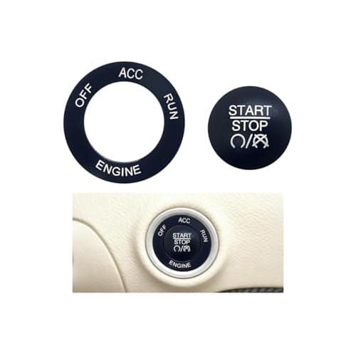 FALVFUN Car Push Start Button Cover Aluminum Ignition Button Trim with Metal Ring Cool Auto Interior Engine Start Stop Switch Knob Cap Decor Compatible with Challenger RAM 1500 Charger Black