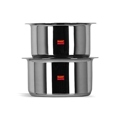 Sumeet 2 Pcs Stainless Steel Induction Bottom (Encapsulated Bottom) Induction & Gas Stove Friendly Container Set/Tope/Cookware Set with Lids Size No.11 & No.12 1.25 Ltr & 1.7 liter