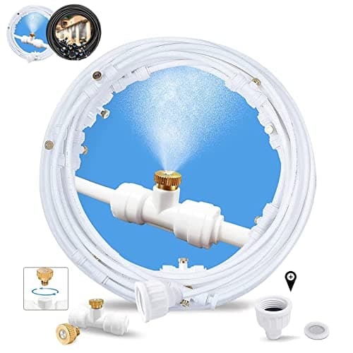 Patio Misters for Cooling Outdoor, Water Mister for Outside, 80FT|24M, White Backyard Misting Hose for Garden, Greenhouse, Fan, Deck, Umbrella, Canopy, Pool, Porch, Trampoline Sprinkler Mist,Park,Kids