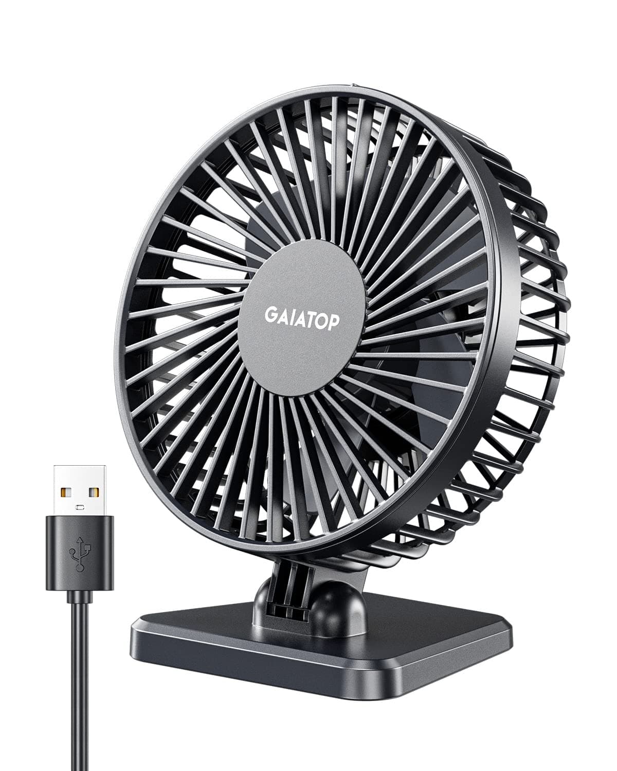 Gaiatop USB Desk Fan, Small But Powerful, Personal Portable Quiet 3 Speeds, Adjustment Mini Table Desktop for Better Cooling Home Office Car Indoor Outdoor Black