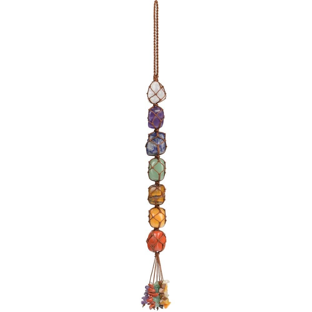 Handmade Crystal Window Car Hanging Ornaments 7 Chakra Home Decoration Feng Shui Ornament Yoga Meditation Car Decoration Tumbled Palm Stones