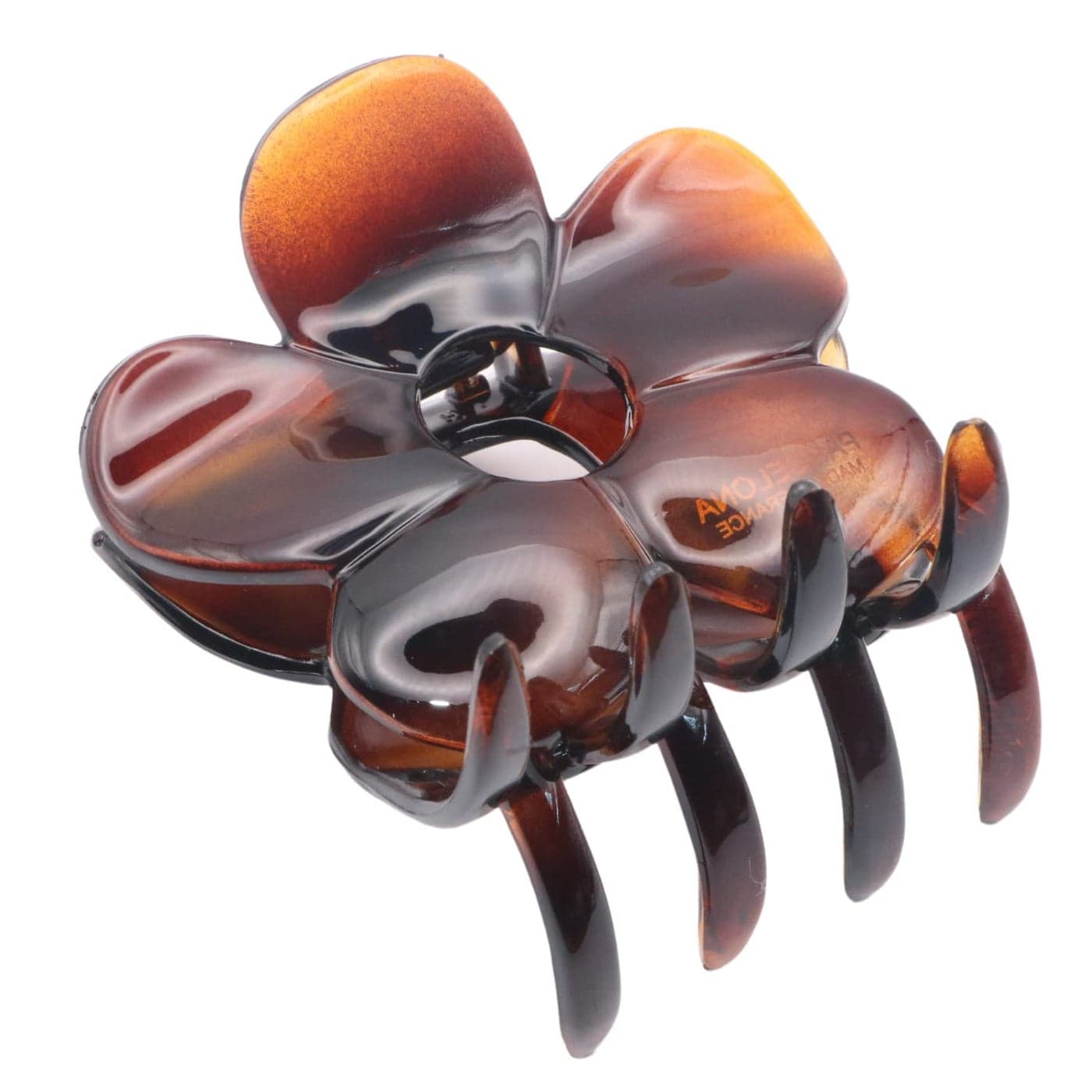 Parcelona French Big Flower 2 34 Celluloid French No Slip Grip Covered Spring Jaw Hair Claw Durable Styling Hair Accessories Women Strong Hold Girls Hair Clips Made in France Tortoise Shell Brown