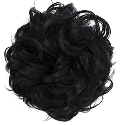 CAISHA Big Hairpiece Scrunchy Updo Bridal Hairstyle curly Messy Bun Black G1E