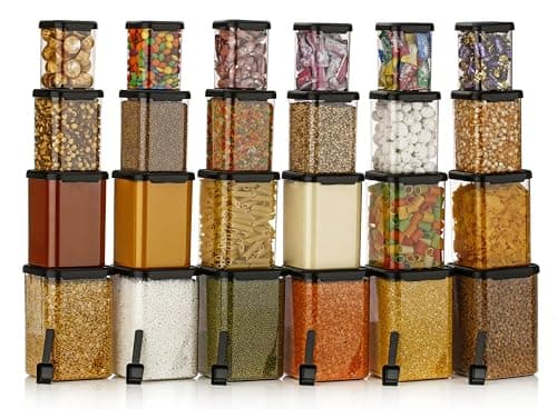 KWER Air Tight Containers For Kitchen Storage Set, BPA Container For Kitchen Storage Set, Kitchen Organizer And Kitchen Accessories Items & Storage (350ml+650ml+950ml+1400 Ml) (Set Of 24) (Plastic)