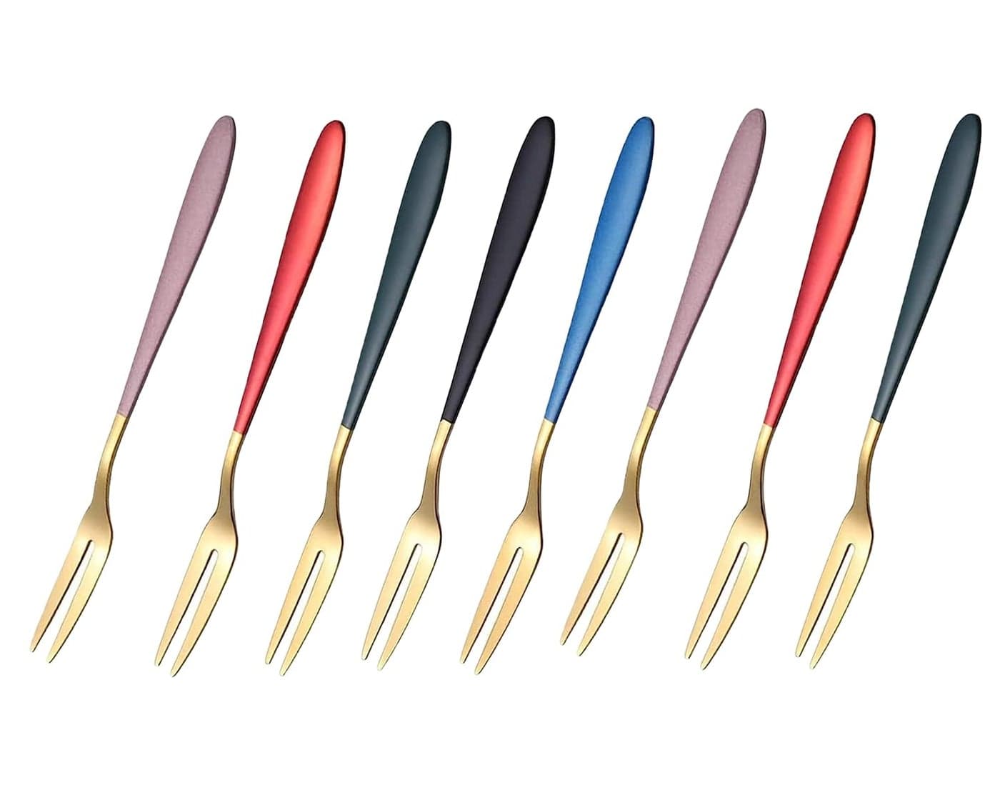 SIYANSHU Fruit Forks Appetizer Dessert Forks Salad Forks Stainless Steel Forks Tasting Appetizer Forks Portable Cocktail Salad Fruit Forks for Party Banquet Cocktail Dessert Travel Random Pack of 8
