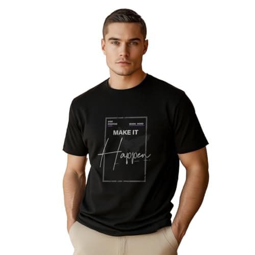 NOBERO Graphic Printed T-Shirt(1M-TWTS-C0722-BL7_Black_3XL)