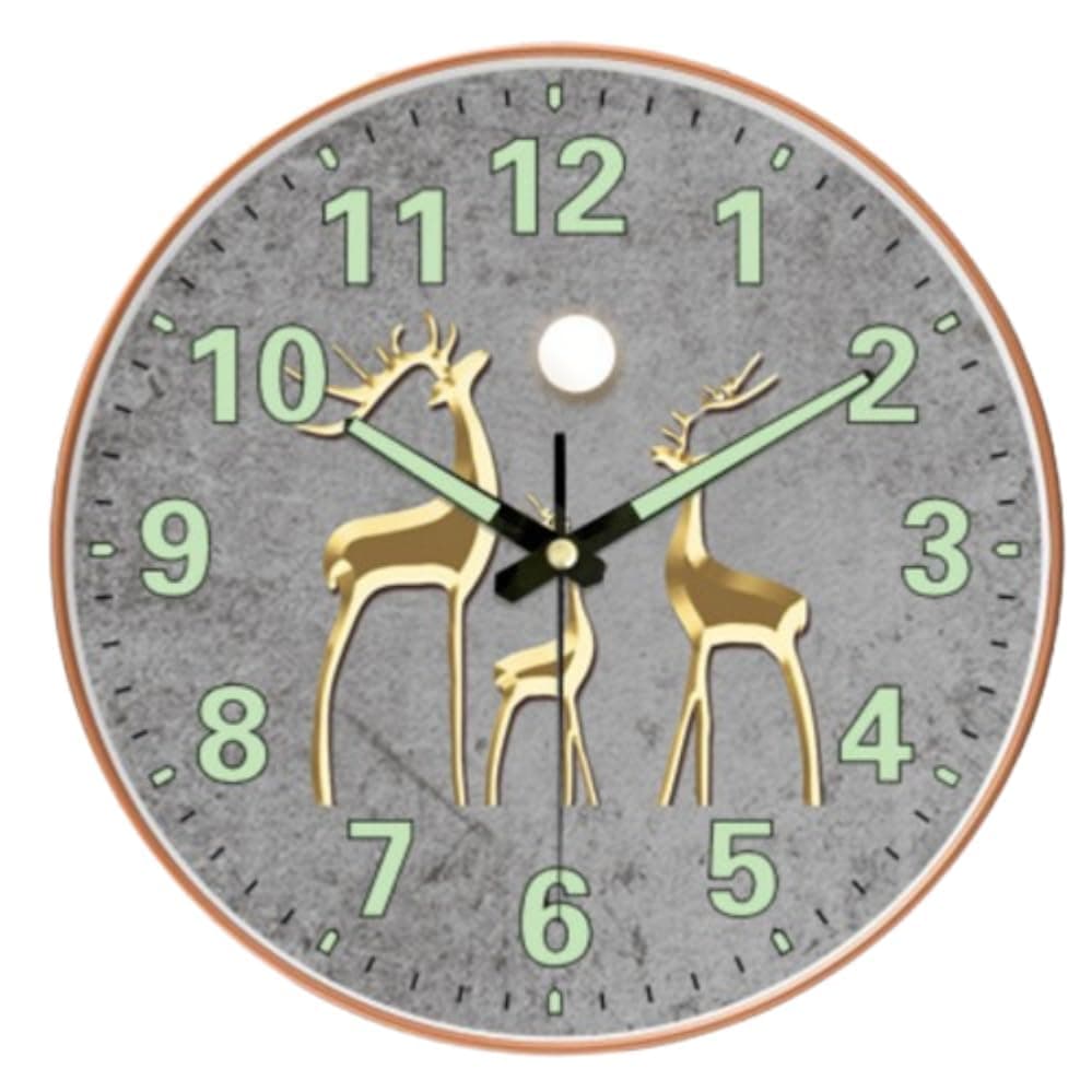 ZEPOLI - Radium Digital Wall Clock 12-Inch Analog Stylish Silent Non-Ticking Modern Battery-Operated Night Light Easy-to-Read Numbers for Home Hall Living Room, Bedroom (Radium Deer)