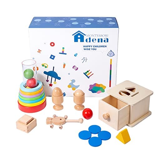 Adena Montessori Toys Play Kit for 0-15 Months Baby Interactive Toys Baby Brain Development Toys (Play Kit for 9-15 Months)